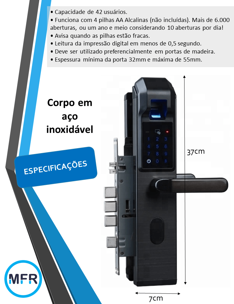 Fechadura Biométrica modelo X3, Digital, Senha, Tags Imagem 5