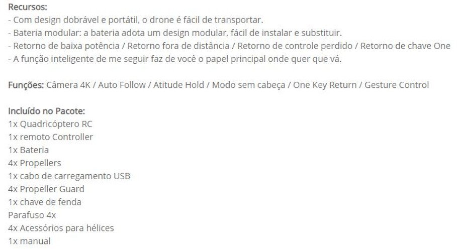 Drone com câmera 4K estabilizada, GPS, função siga-me Imagem 5