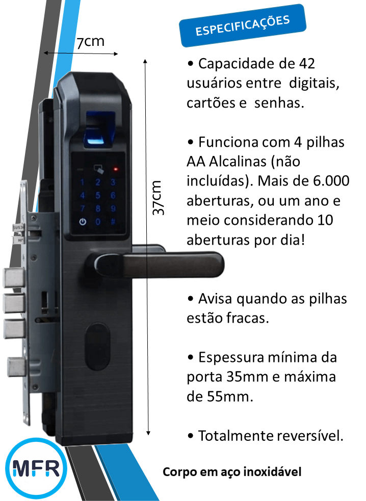 Fechadura Biométrica modelo X3, Digital, Senha, Tags Imagem
